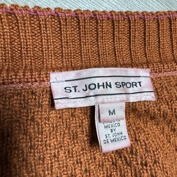 St. John Sport Knit Cardigan Sweater M Wool Silk Cashmere Luxury Blend - Picture 4 of 8
